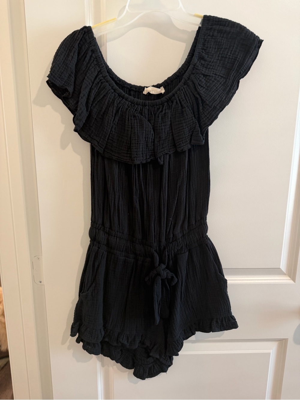 Black Ruffled One-Piece Romper